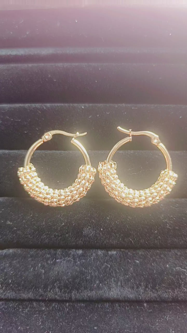 Woven Mesh Huggie Hoops