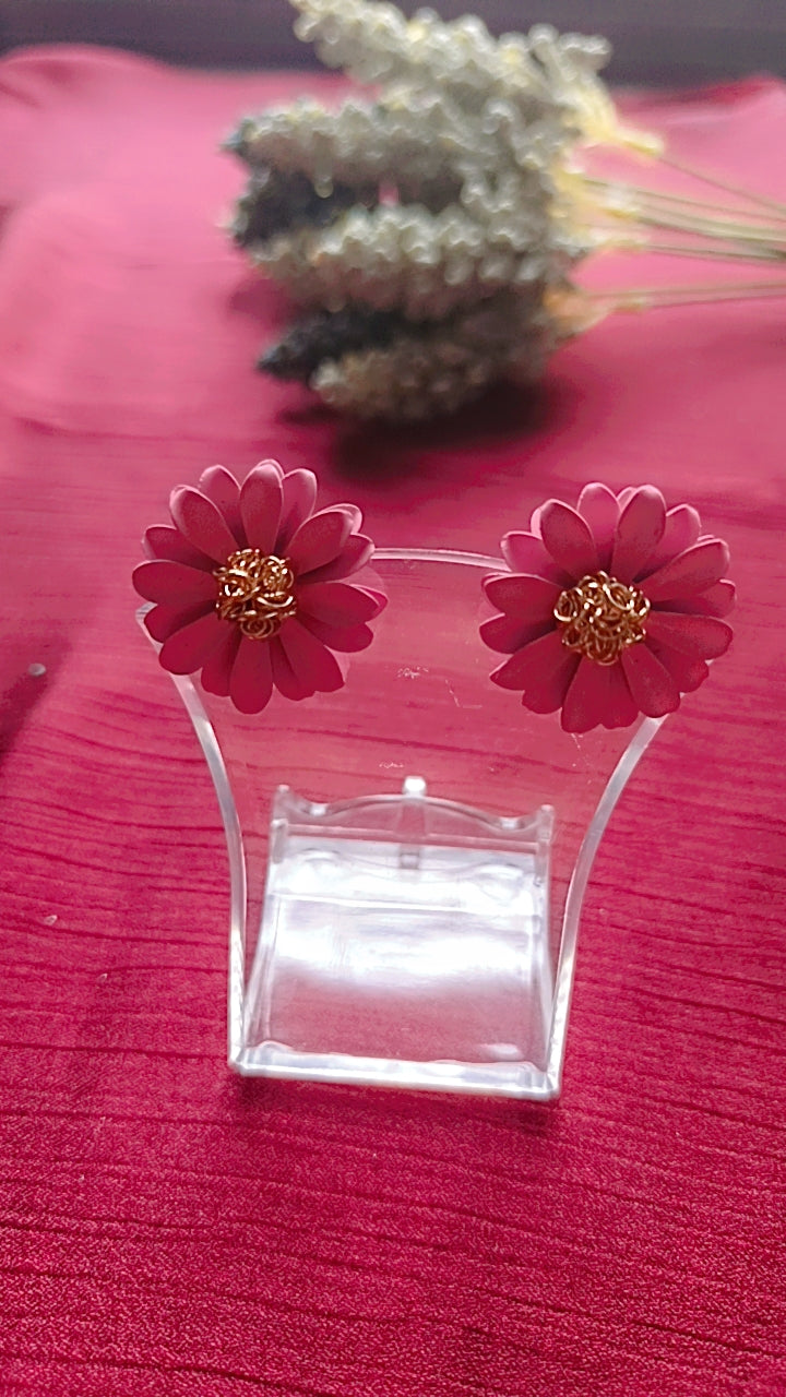 Pink Daisy Stud Earrings
