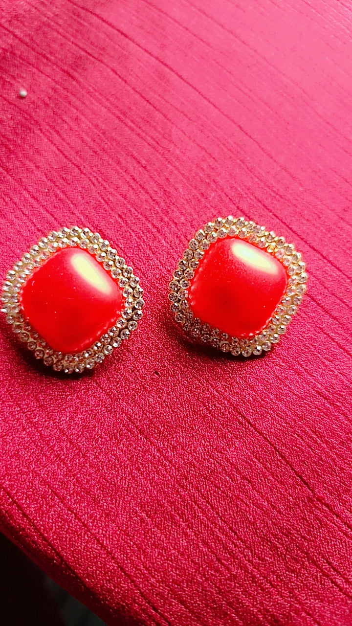 Red stone studs