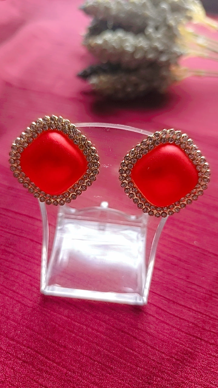 Red stone studs