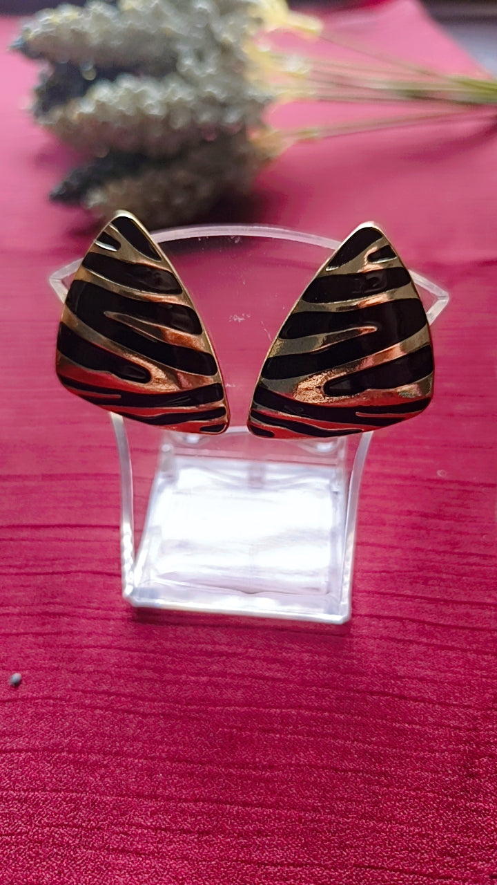 Zebra Print Triangle Stud Earrings