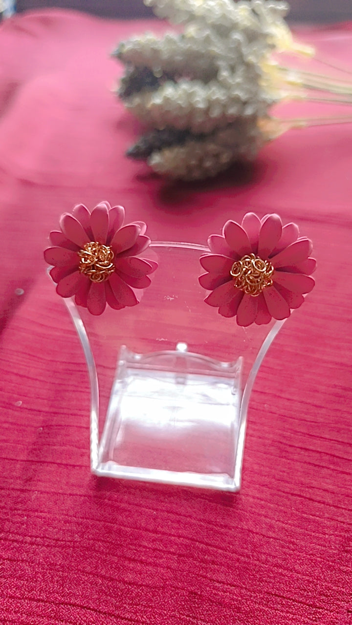 Pink Daisy Stud Earrings