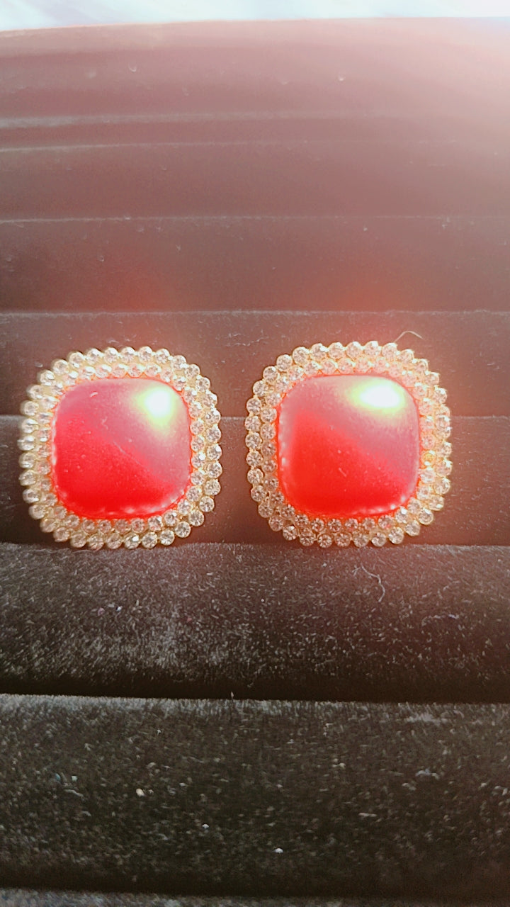 Red stone studs