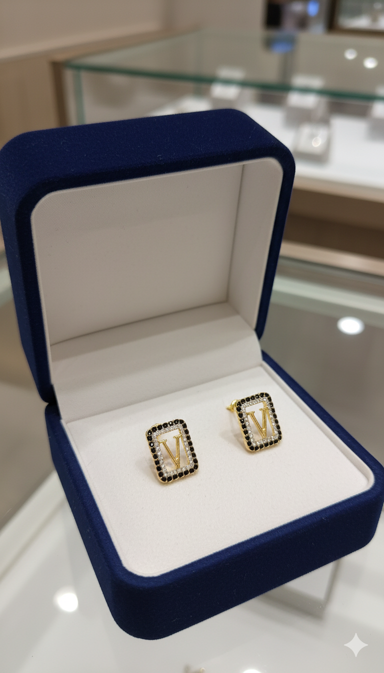 Luxury Initial "V" Stud Earrings