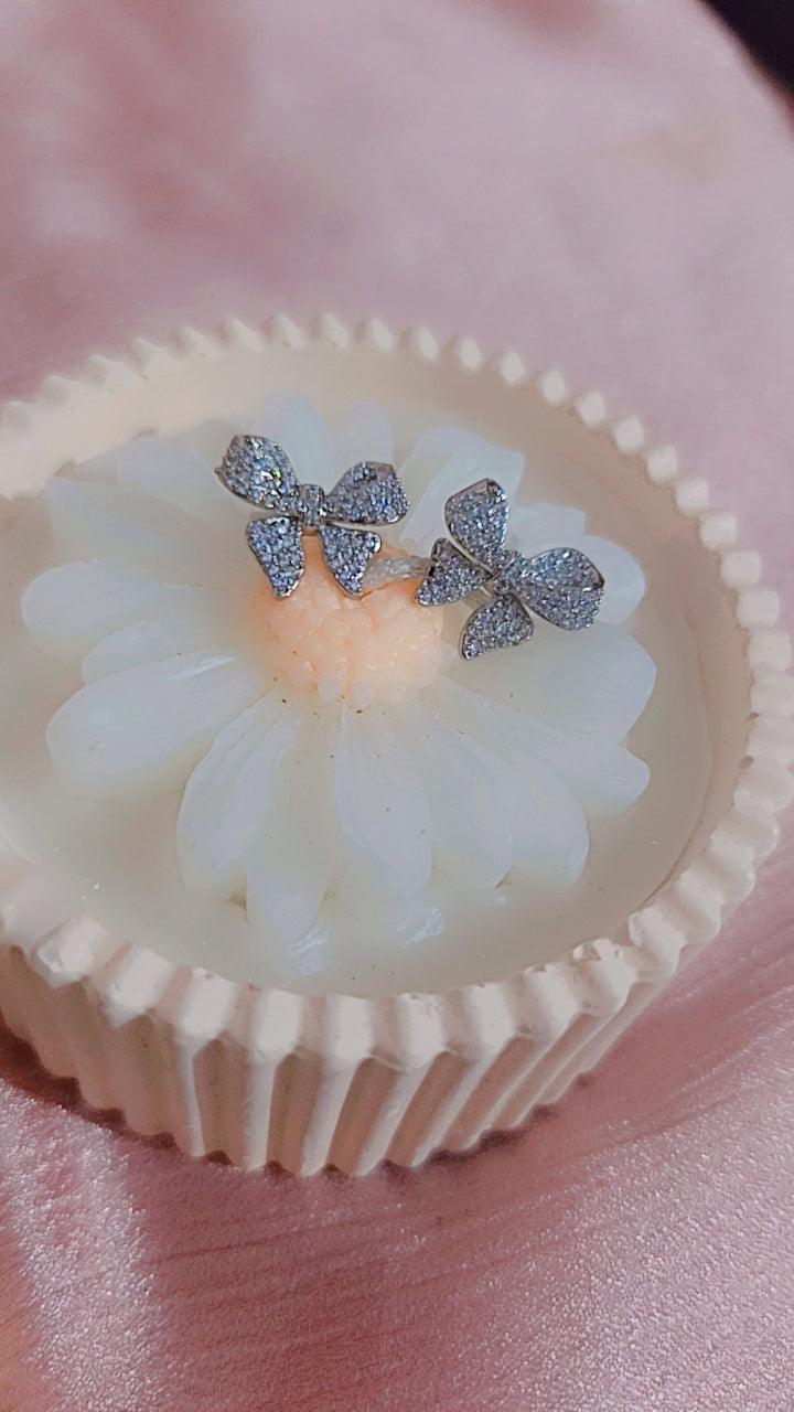 Pave Cubic Zirconia Bow Stud Earrings