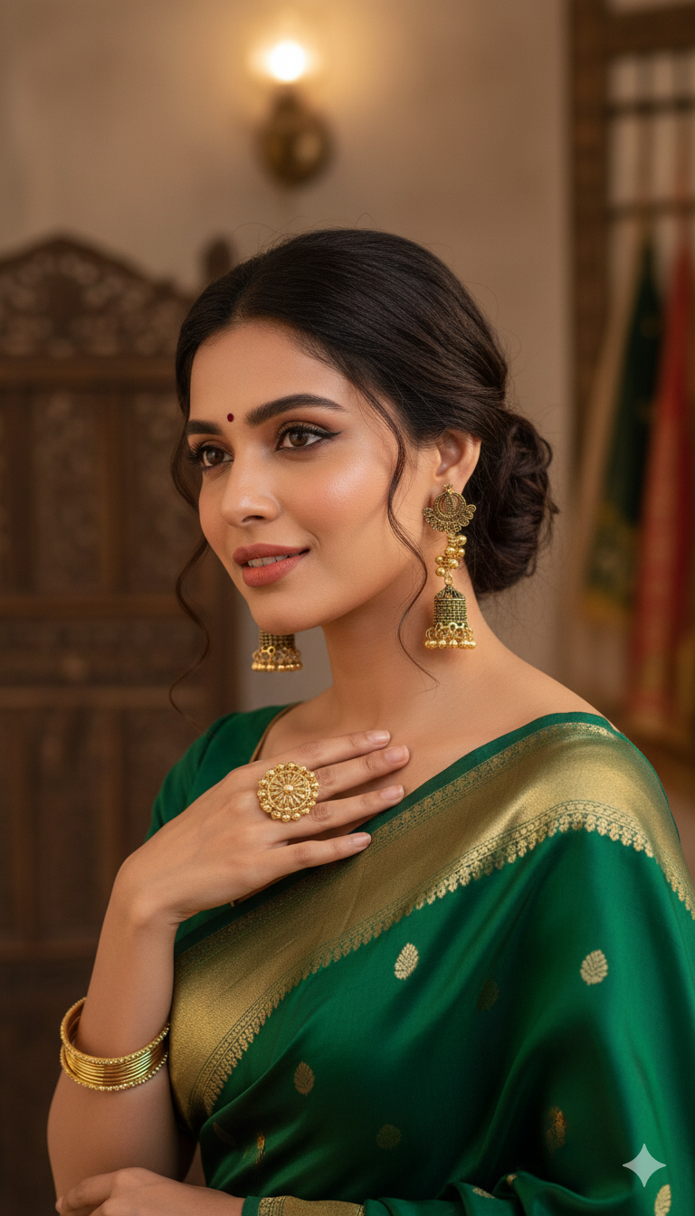 Oxidized Gold-Tone Jhumki Dangle Earrings