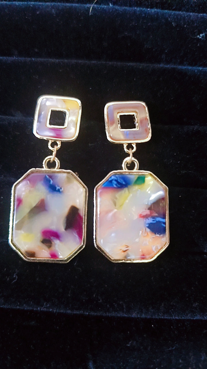 Abstract Resin Geometric Drop Earrings