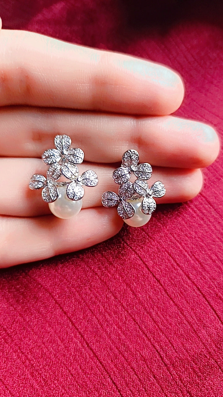 silver-toned stud earrings