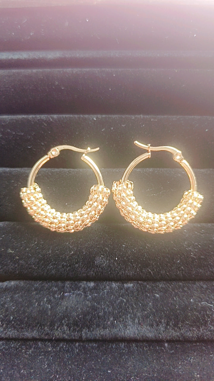 Woven Mesh Huggie Hoops