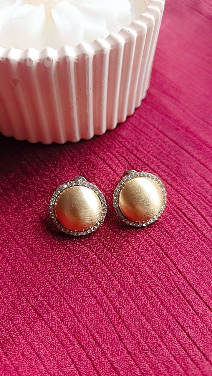 Golden Pearl Halo Stud Earrings