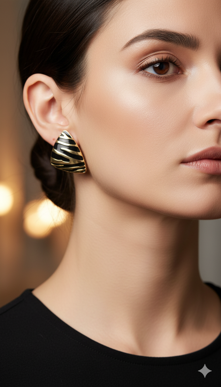 Zebra Print Triangle Stud Earrings