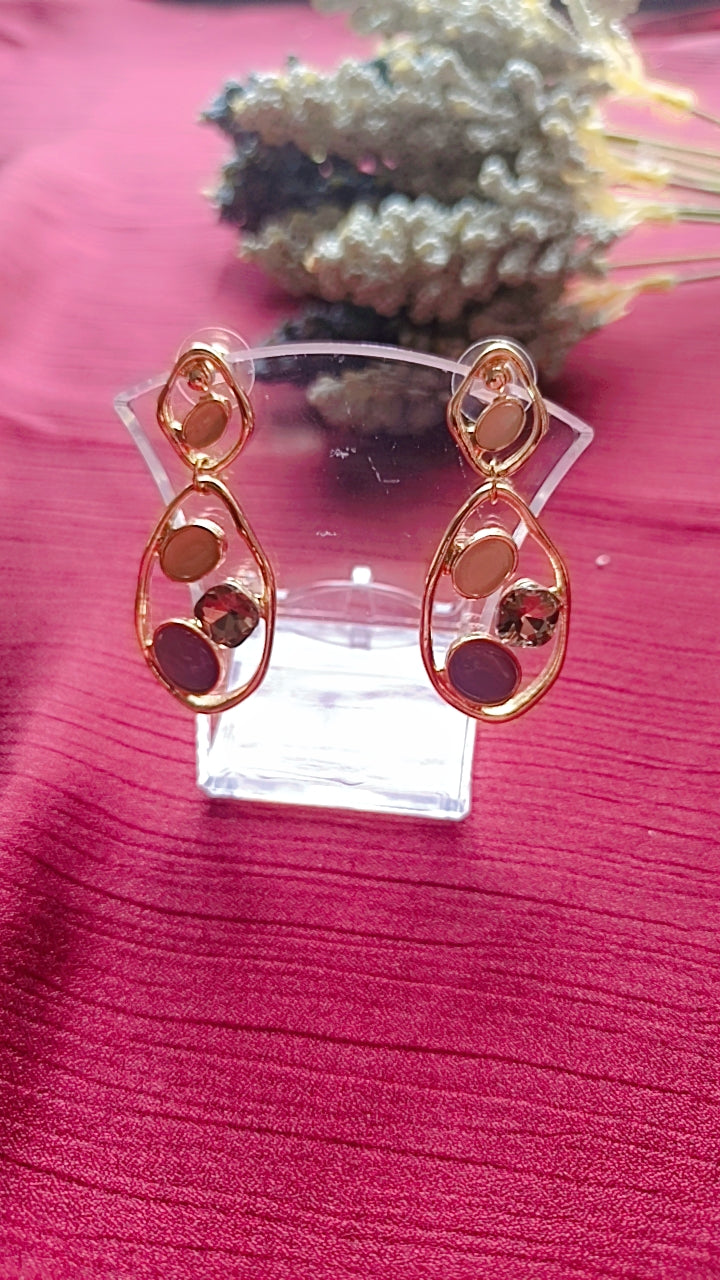 Gemstone Cluster Hoop Drop Earrings