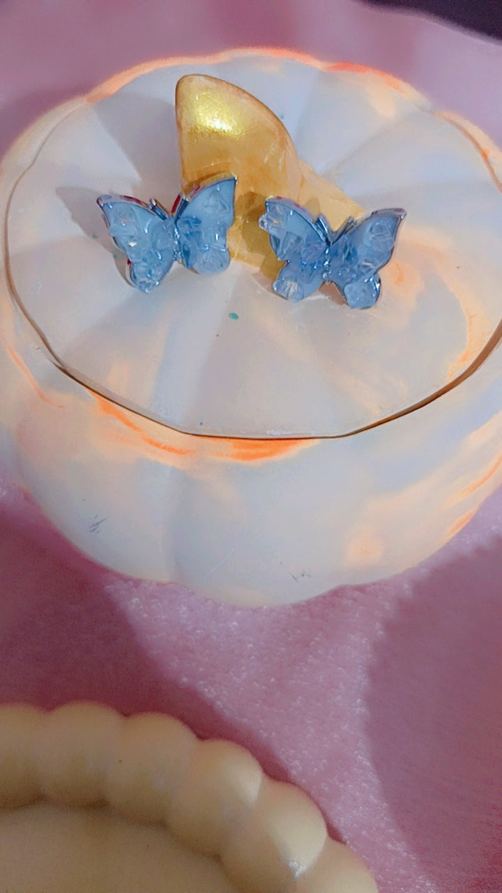 Blue Butterfly Stud Earrings