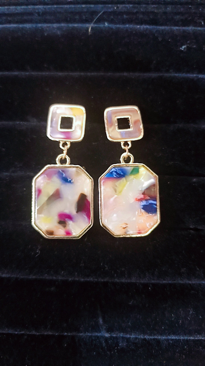Abstract Resin Geometric Drop Earrings