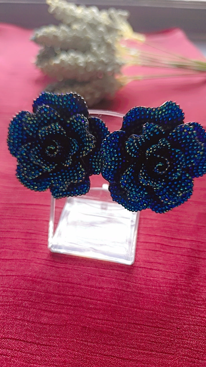 Beaded Rose Statement Stud Earrings