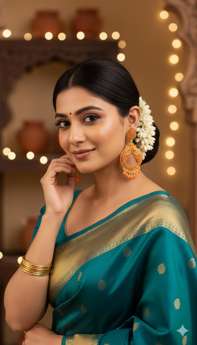 Orange Meenakari Filigree Dangler Earrings