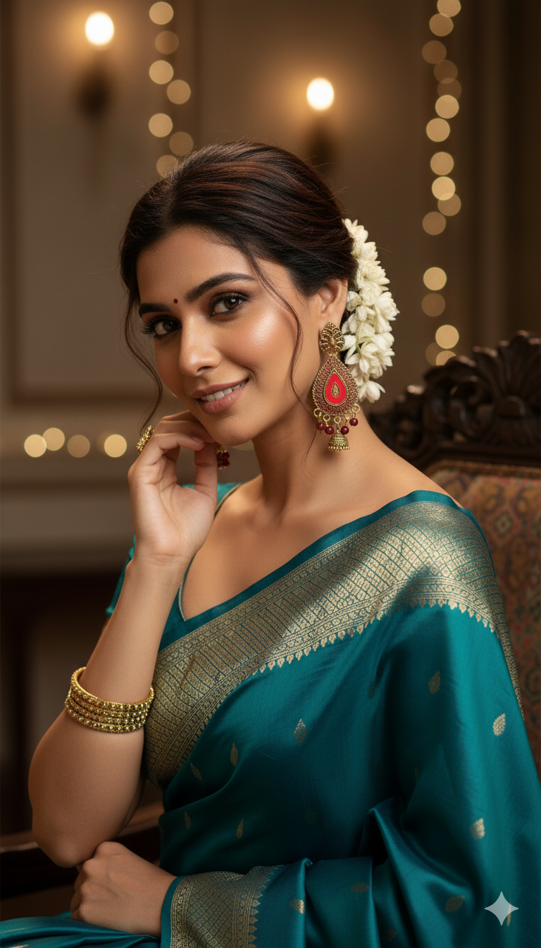 Red Enamel Teardrop Earrings with Jhumki Drop