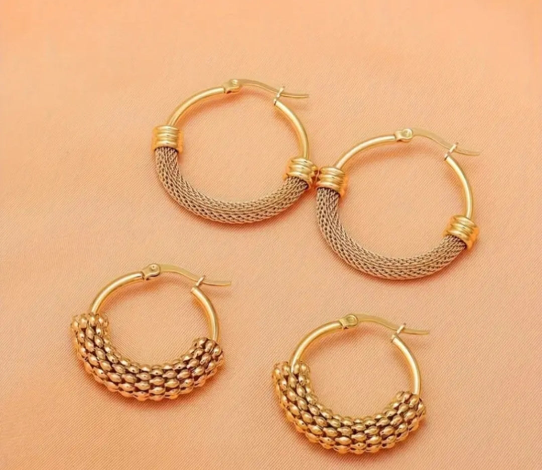 Woven Mesh Huggie Hoops