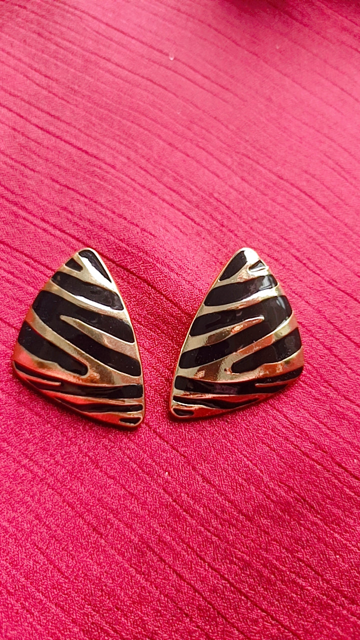 Zebra Print Triangle Stud Earrings