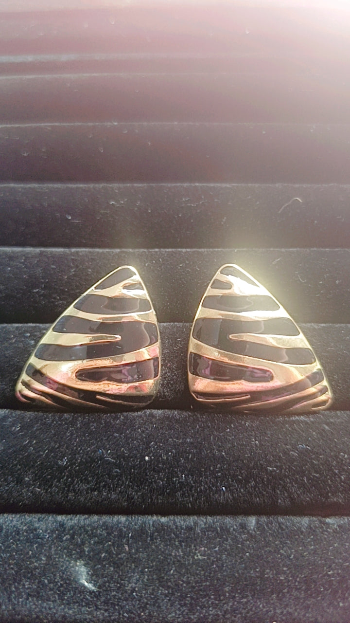 Zebra Print Triangle Stud Earrings