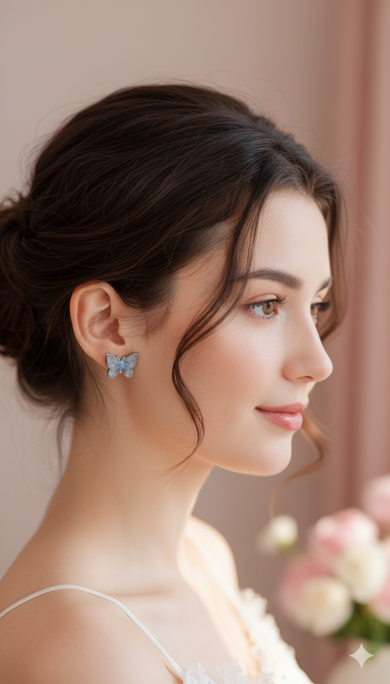 Blue Butterfly Stud Earrings