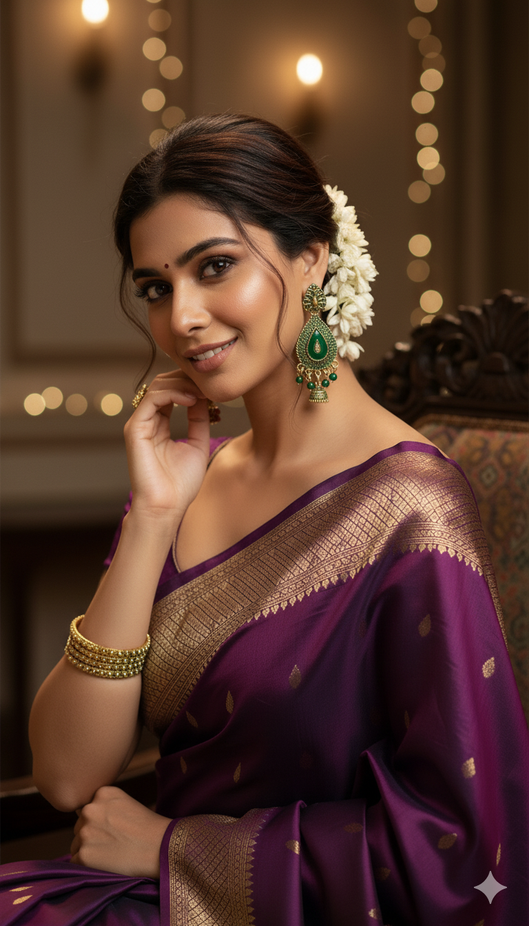 Green Enamel Teardrop Earrings with Jhumki Drop